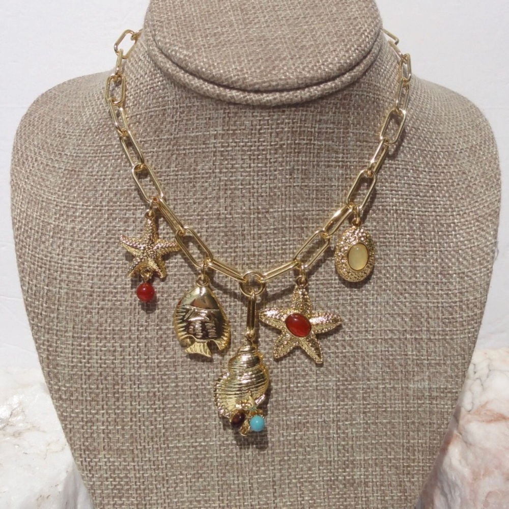 Ben-Amun 24k Gold Plated Sealife Charm Necklace